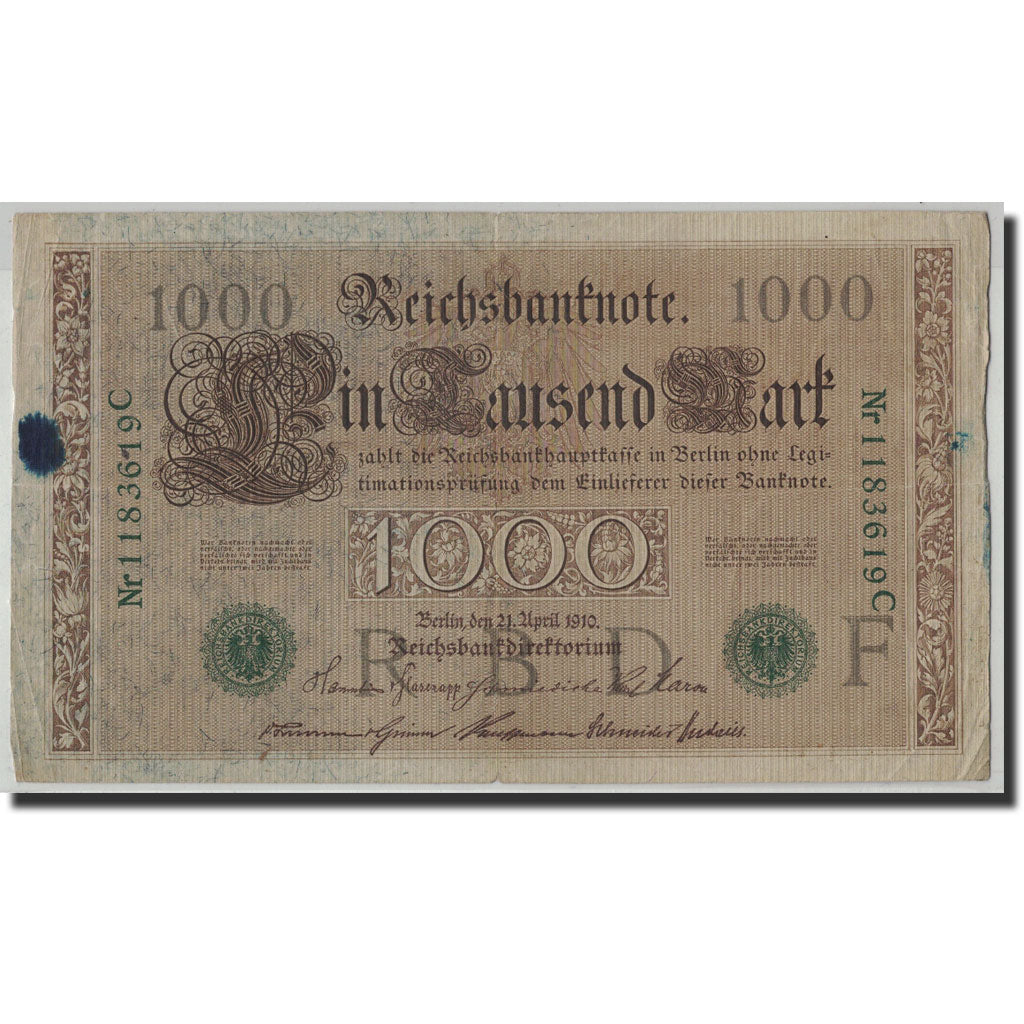 Banknote, Germany, 1000 Mark, 1910, 1910-04-21, KM:45b, F(12-15)