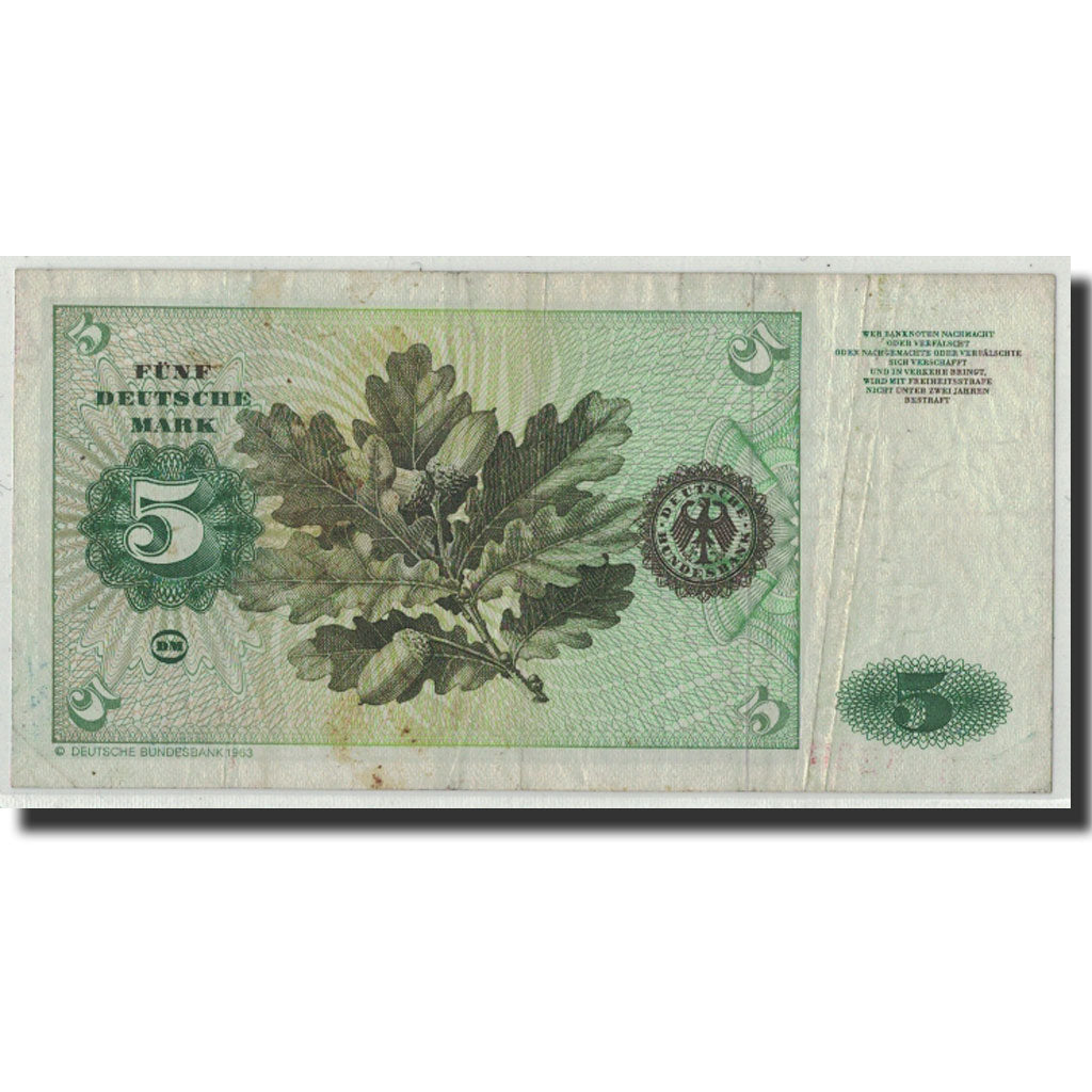 Banconote, GERMANIA - REPUBBLICA FEDERALE, 5 Deutsche Mark, 1980, KM:30b