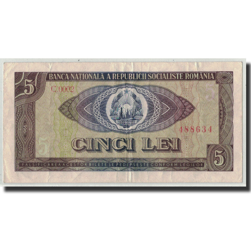Geldschein, Rumänien, 5 Lei, 1966, KM:93a, S