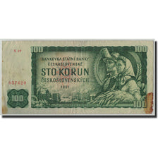 Biljet, Tsjecho-Slowakije, 100 Korun, 1961, KM:91c, B+