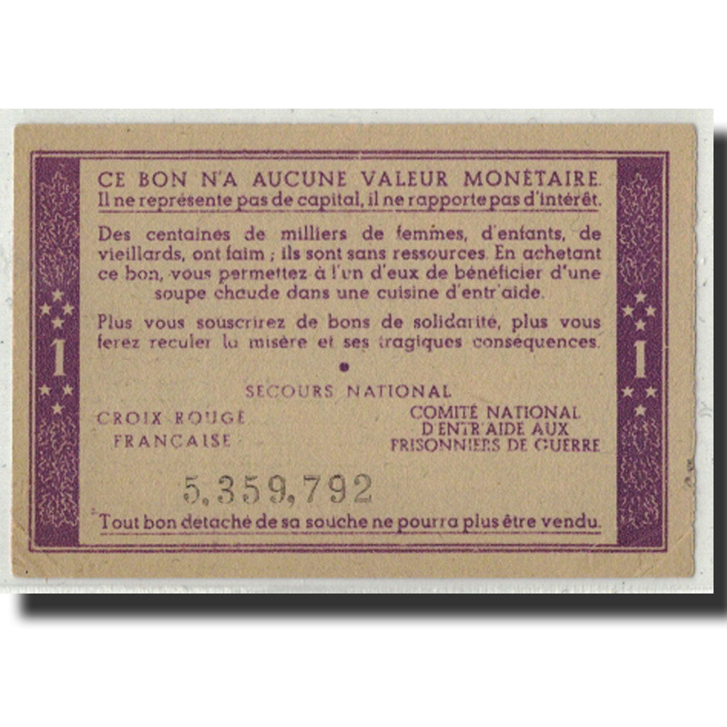 Banknote, 1 Franc, 1941, France, AU(55-58), Comité National