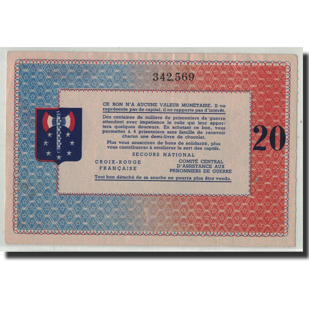 Billete, 20 Francs, Undated (1941-44), Francia, EBC, Comité National