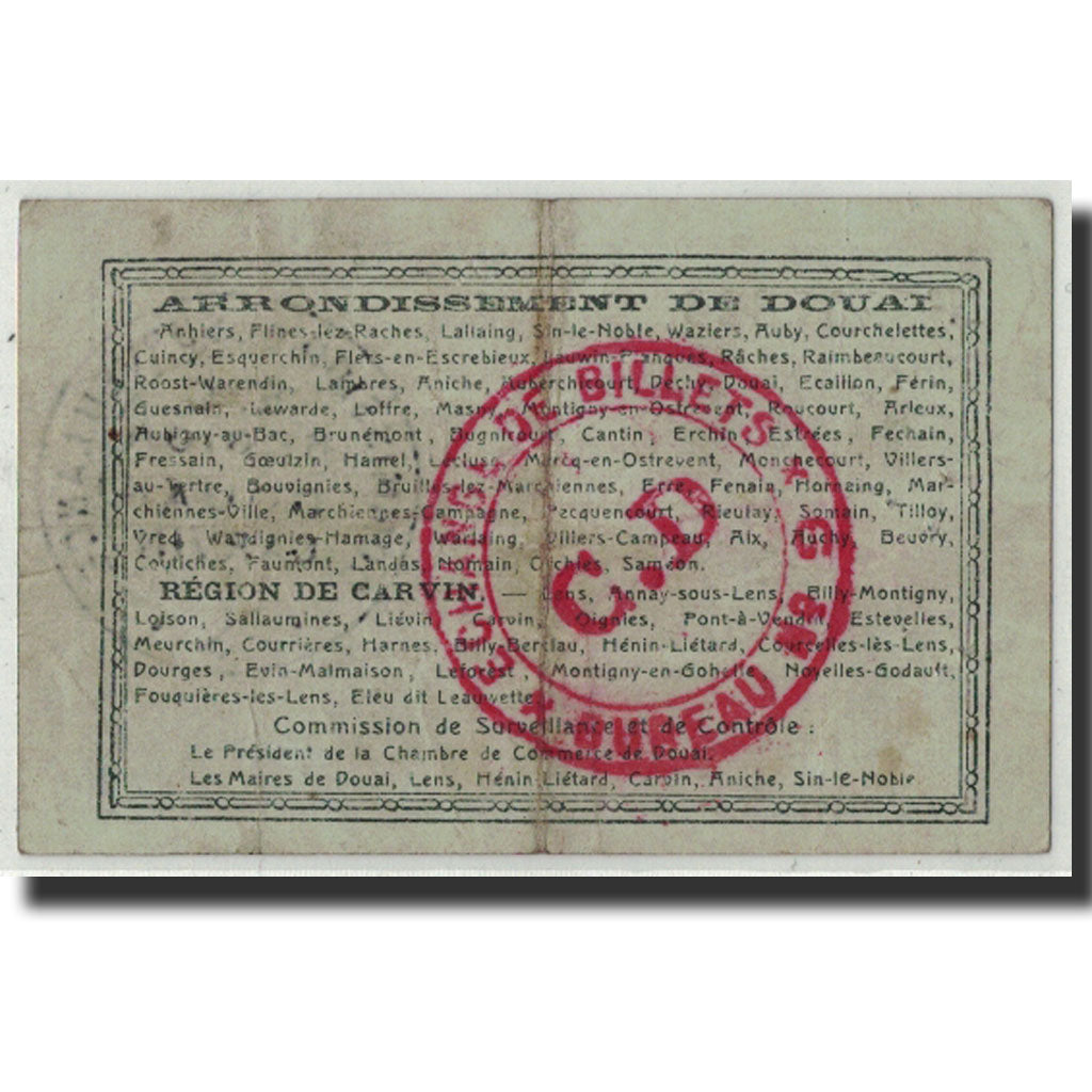 France, Douai - Carvin, 1 Franc, 1916, TTB, Pirot:59-740