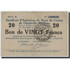 France, Charleville-Mézières, 20 Francs, 1916, TB, Pirot:08-93