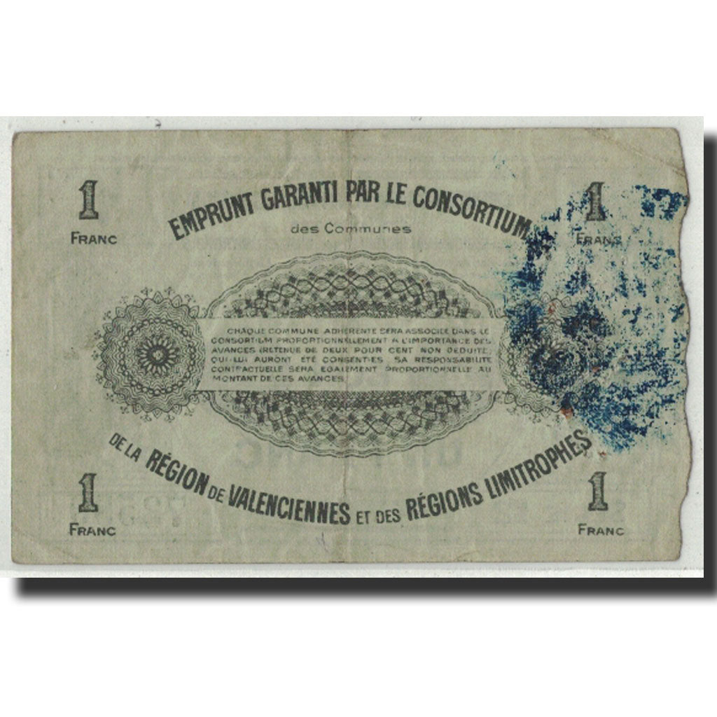 Banconote, Pirot:59-2566, BB, Valenciennes, 1 Franc, 1916, Francia