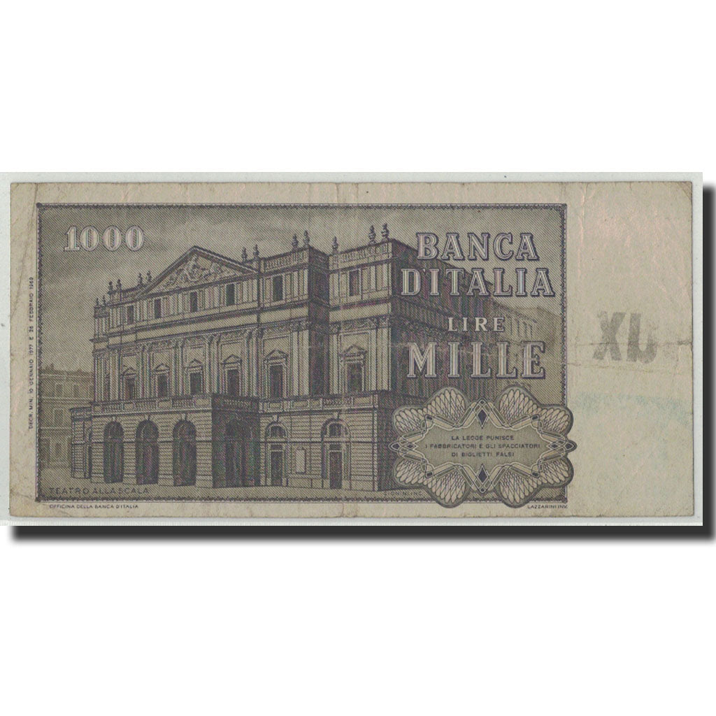 Billet, Italie, 1000 Lire, 1977, 1977-01-10, KM:101e, B+