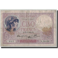 Banknote, France, 5 Francs, 5 F 1917-1940 ''Violet'', 1939, 1939-07-27