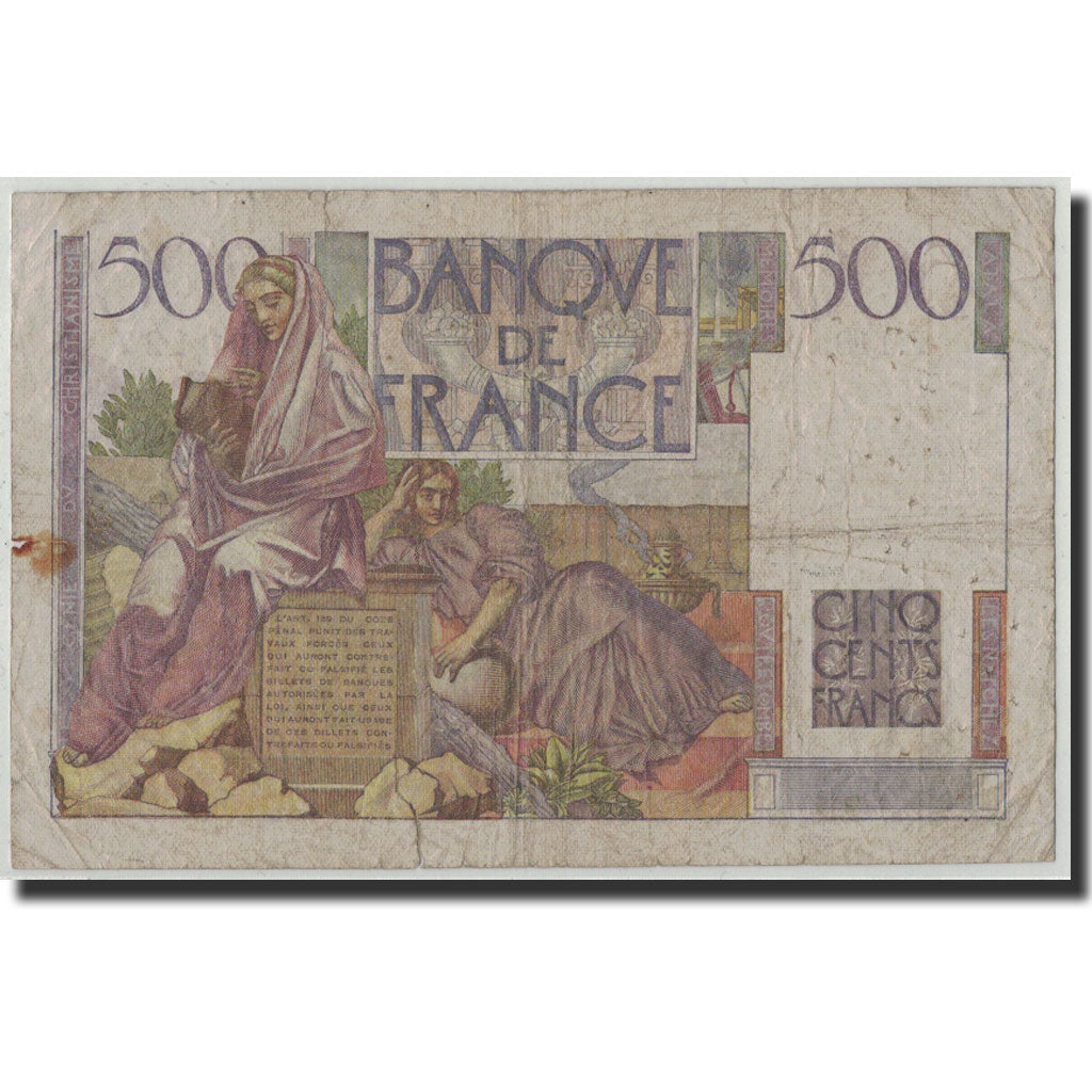 France, 500 Francs Chateaubriand, KM:129c, Fay:34.10, 1952-09-04, VG(8-10)
