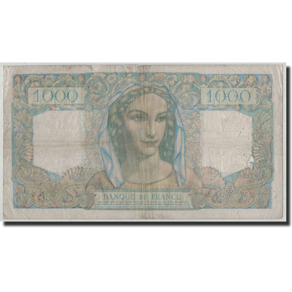 Francia, 1000 Francs Minerve et Hercule, KM:130b, Fay:41.25, 1949-02-17, B+