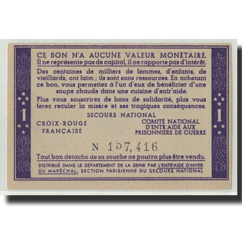 Geldschein, Frankreich, Comité National, 1 Franc, 1941, UNZ-