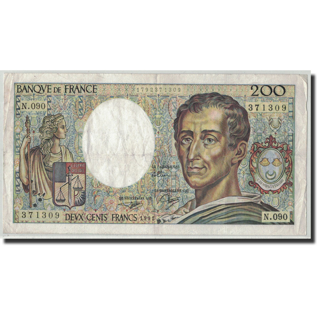 France, 200 Francs, 200 F 1981-1994 ''Montesquieu'', 1991, EF(40-45)