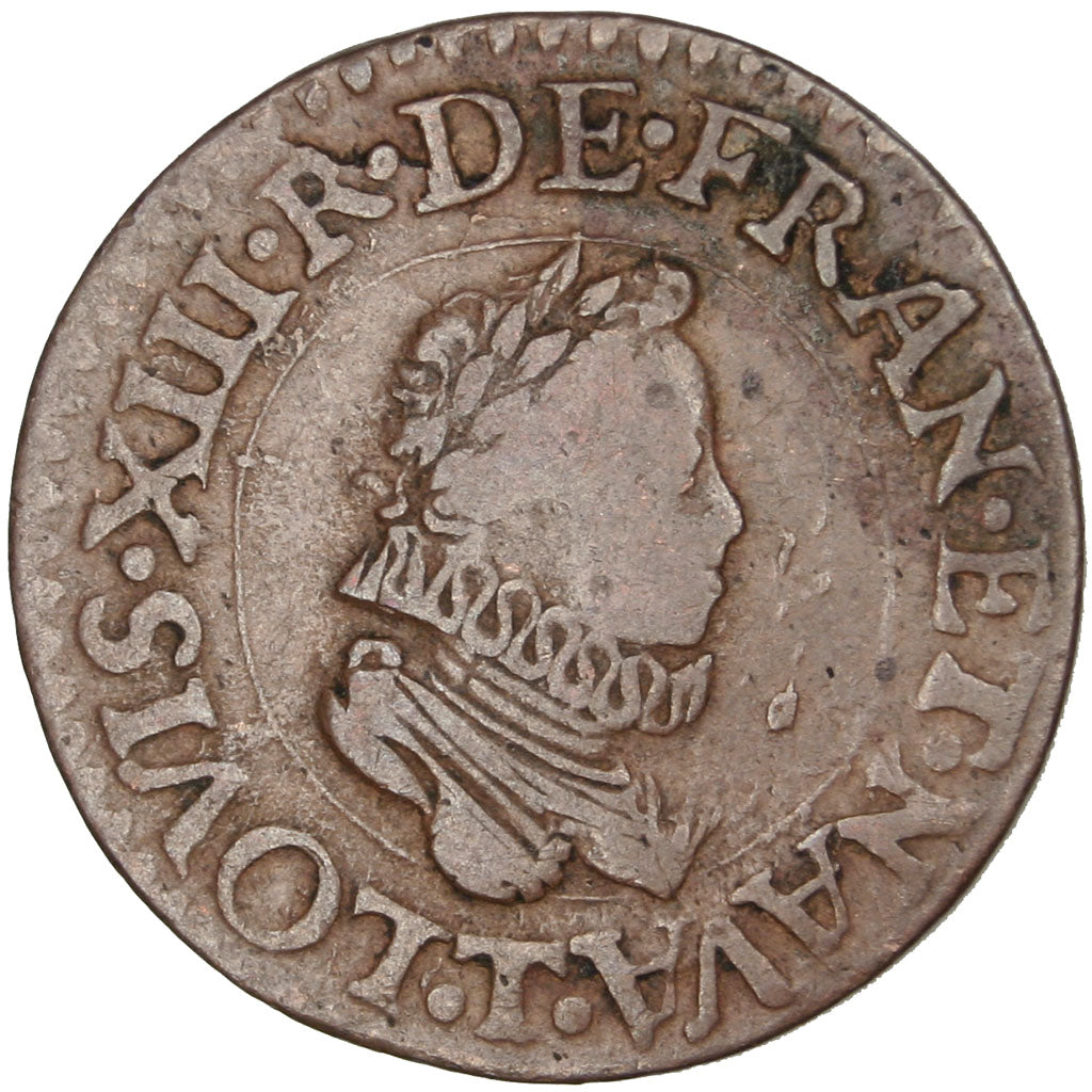 FRANCE, Double tournois, buste enfantin au col fraisé, Double Tournois, 1612, N.