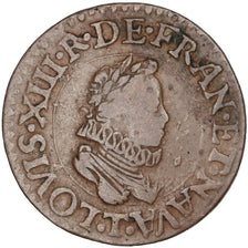 FRANCE, Double tournois, buste enfantin au col fraisé, Double Tournois, 1612, N.