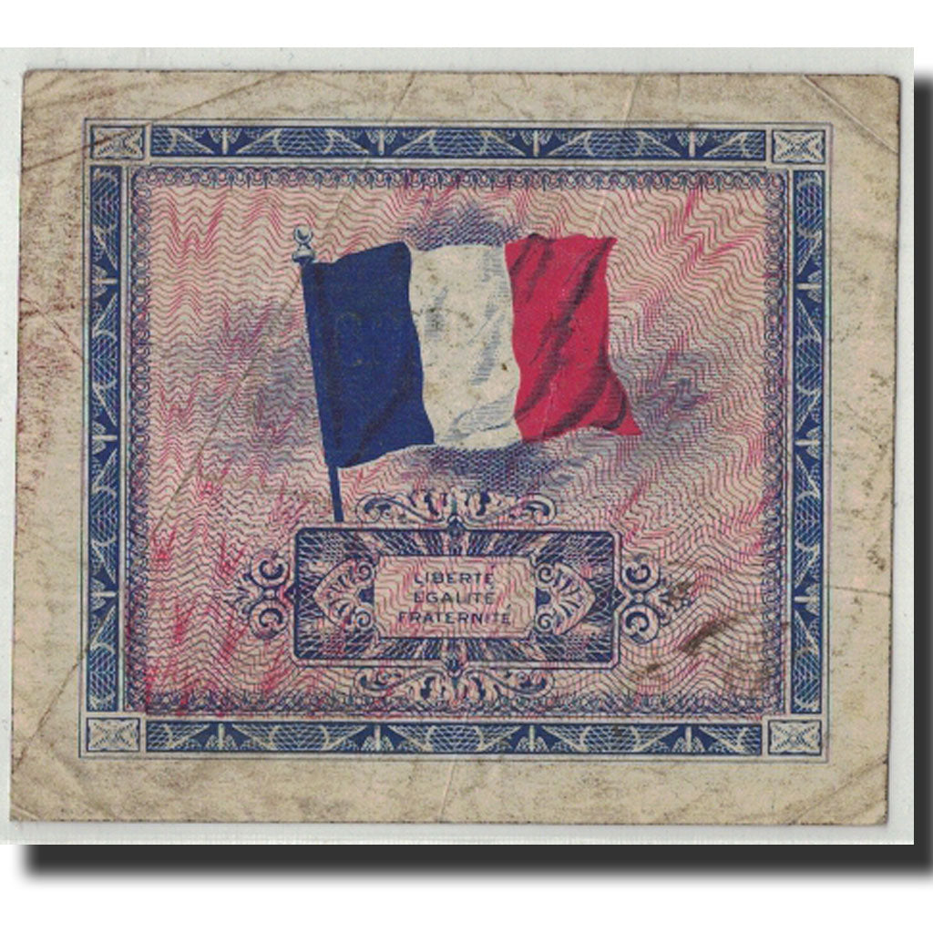 France, 5 Francs Drapeau, 1944, KM:115a, Fayette:VF17.1, F(12-15)