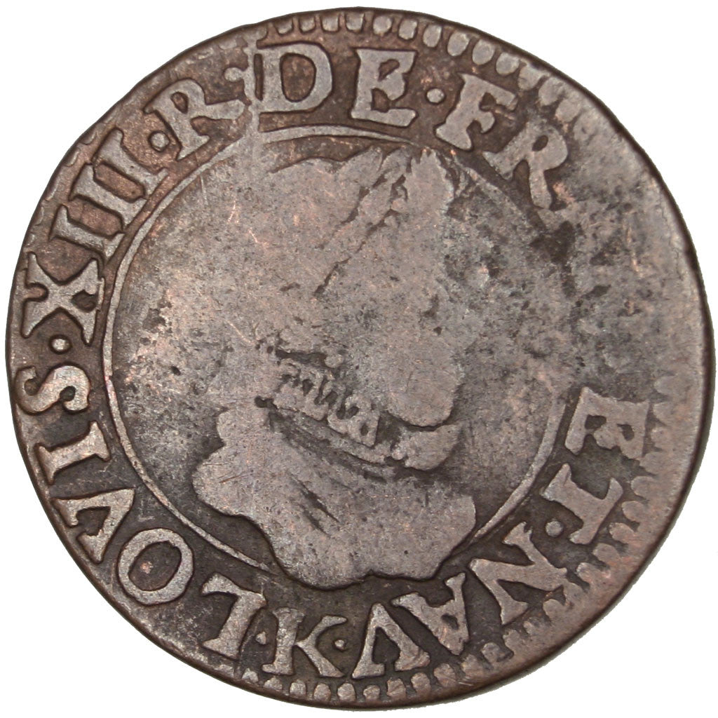 Coin, France, Louis XIII, Double tournois, buste enfantin, Double Tournois