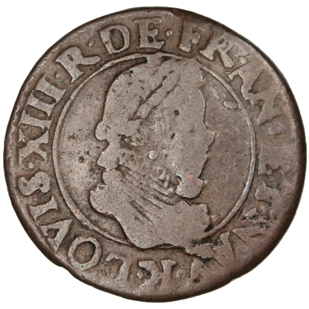 FRANCE, Double Tournois, 1612, Bordeaux, VF(30-35), Copper, CGKL #272, 3.29
