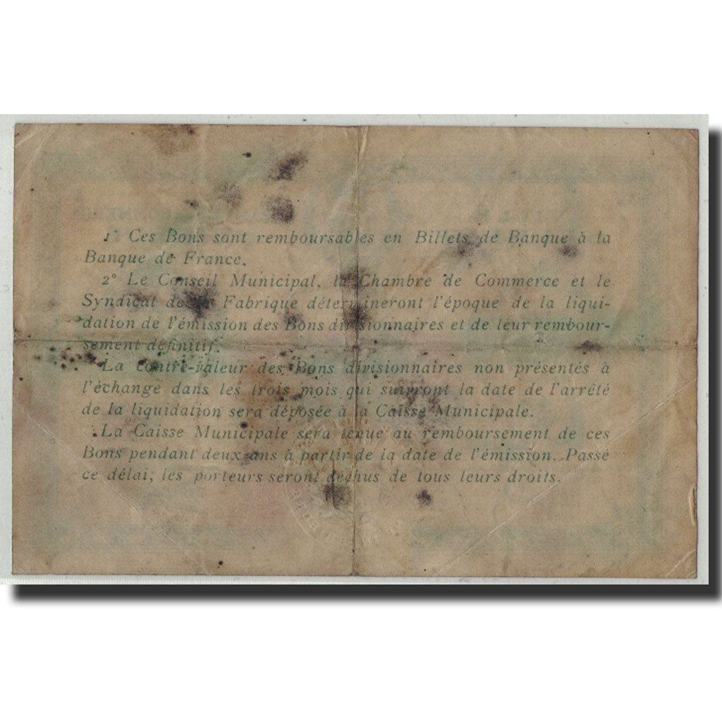 Pirot:55-4, 50 Centimes, Undated, France, VF(20-25), Elbeuf