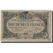 France, Lorient, 2 Francs, 1915, VF(20-25), Pirot:75-3