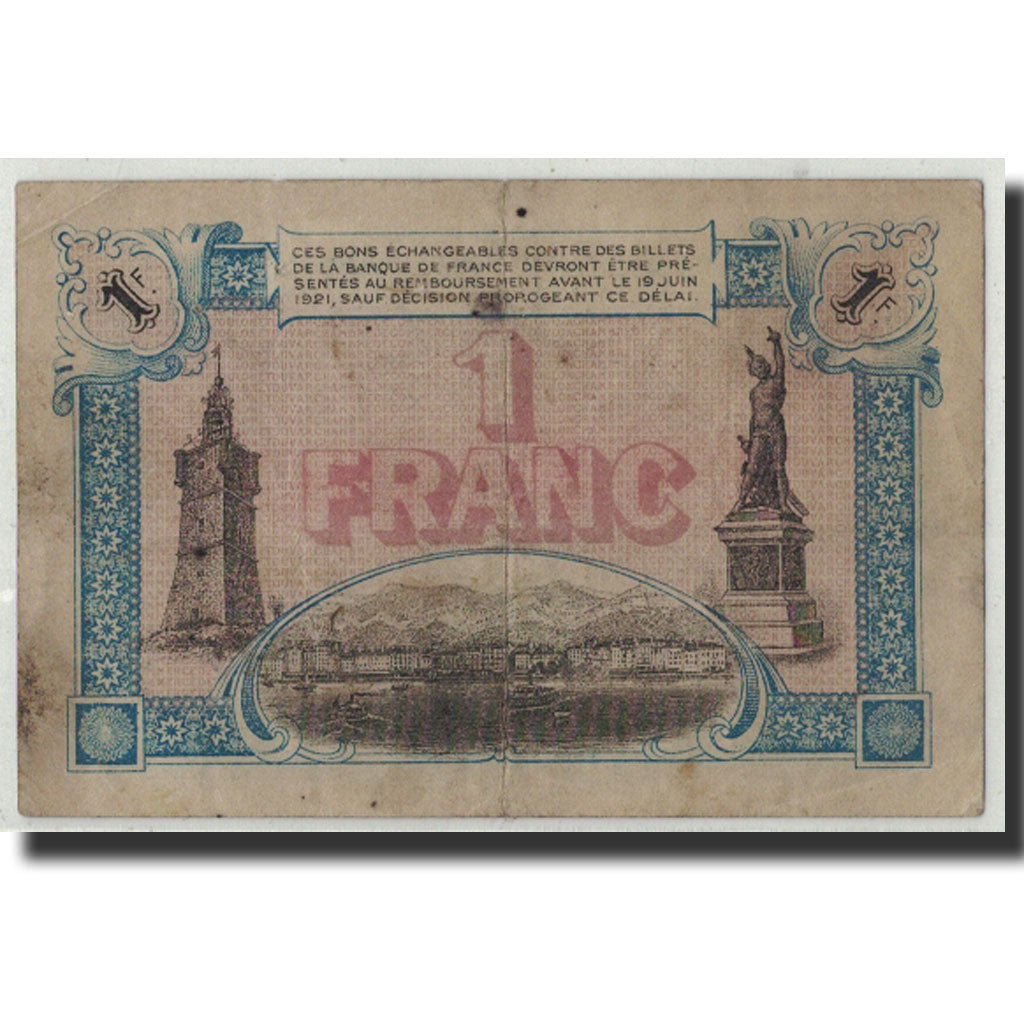 Pirot:121-4, 1 Franc, 1916, France, VF(20-25), Toulon