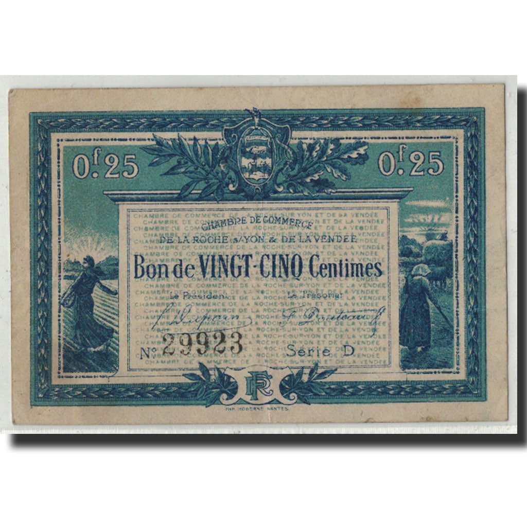 France, La Roche-sur-Yon, 25 Centimes, 1916, TB, Pirot:65-26