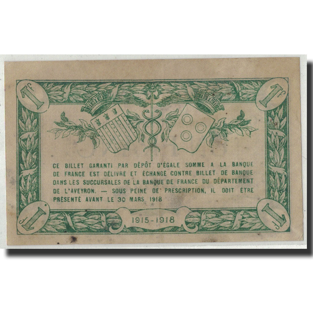 France, Aveyron, 1 Franc, 1915, TB, Pirot:108-9