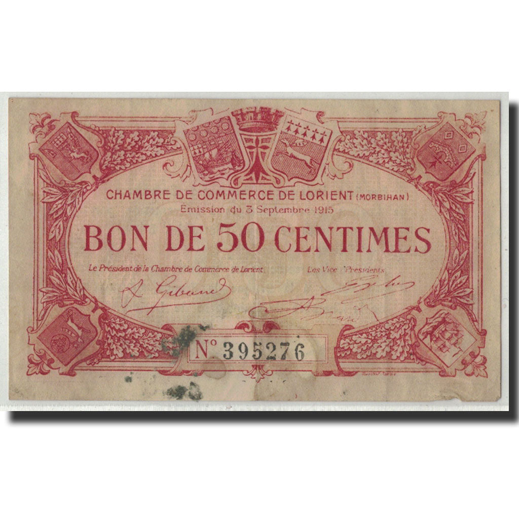 France, Lorient, 50 Centimes, 1915, VF(20-25), Pirot:75-1