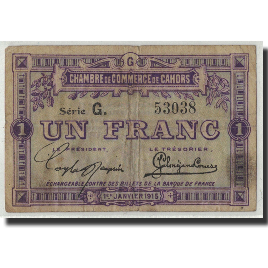 France, Cahors, 1 Franc, 1915, TB, Pirot:35-14