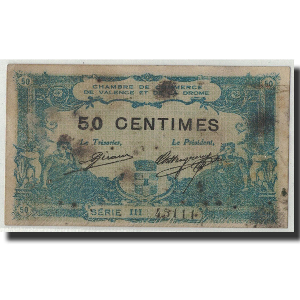 Pirot:127-6, 50 Centimes, 1915, France, VF(30-35), Valence