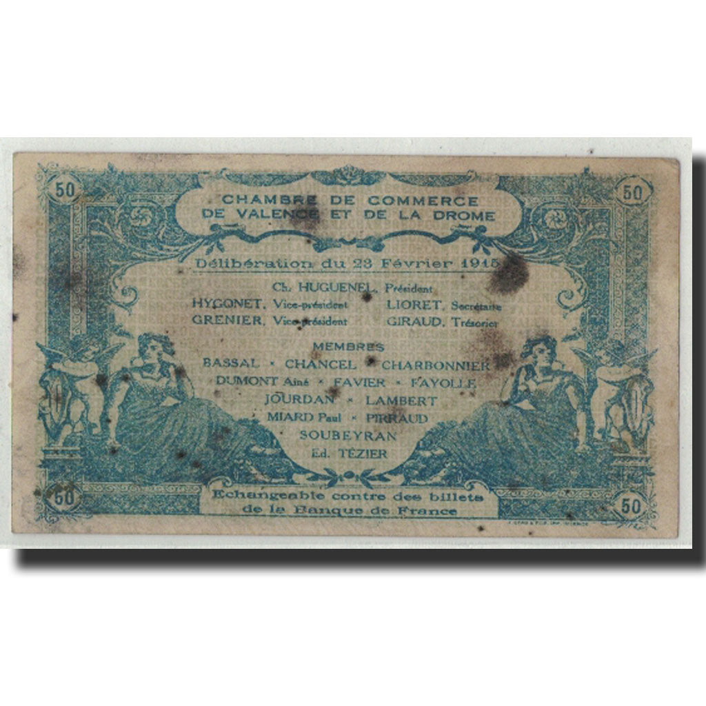 Pirot:127-6, 50 Centimes, 1915, France, VF(30-35), Valence