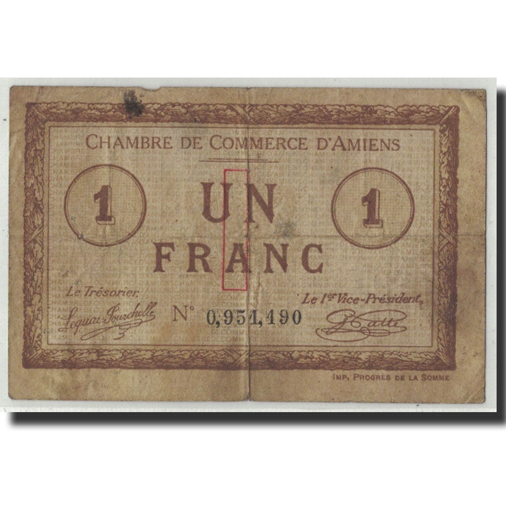 Pirot:7-36, 1 Franc, 1915, France, F(12-15), Amiens