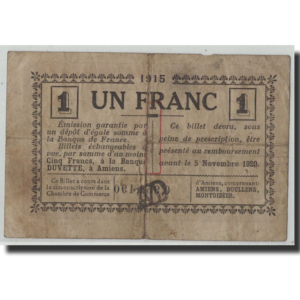 Pirot:7-36, 1 Franc, 1915, France, F(12-15), Amiens
