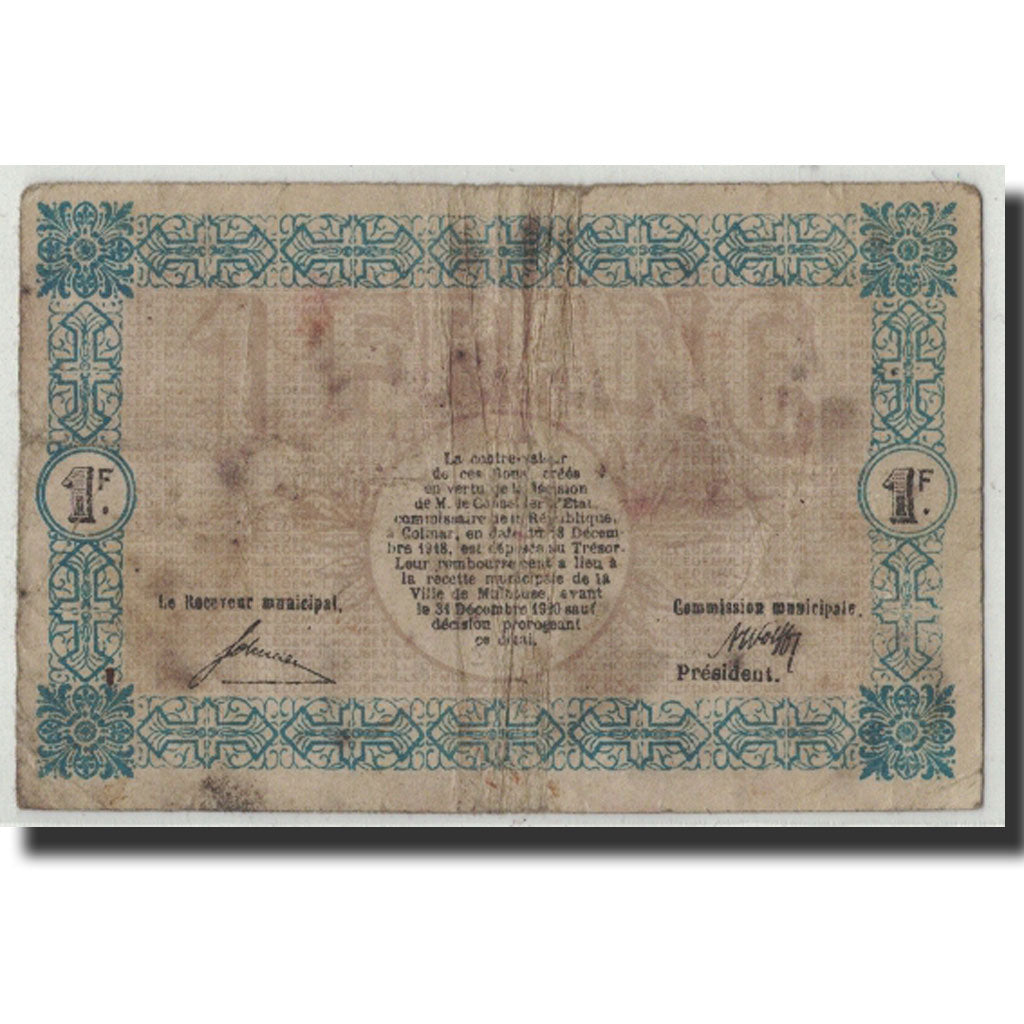 Pirot:132-2, 1 Franc, 1918, France, F(12-15), Mulhouse
