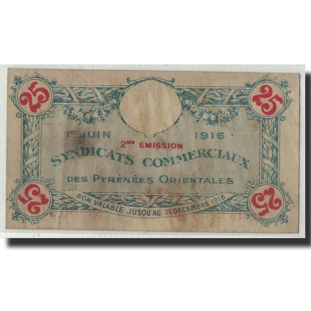 Frankreich, Pyrénées Orientales, 25 Centimes, 1916, S, Pirot:66-69
