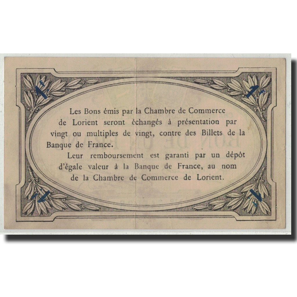 Pirot:75-2, 1 Franc, 1915, France, AU(55-58), Lorient