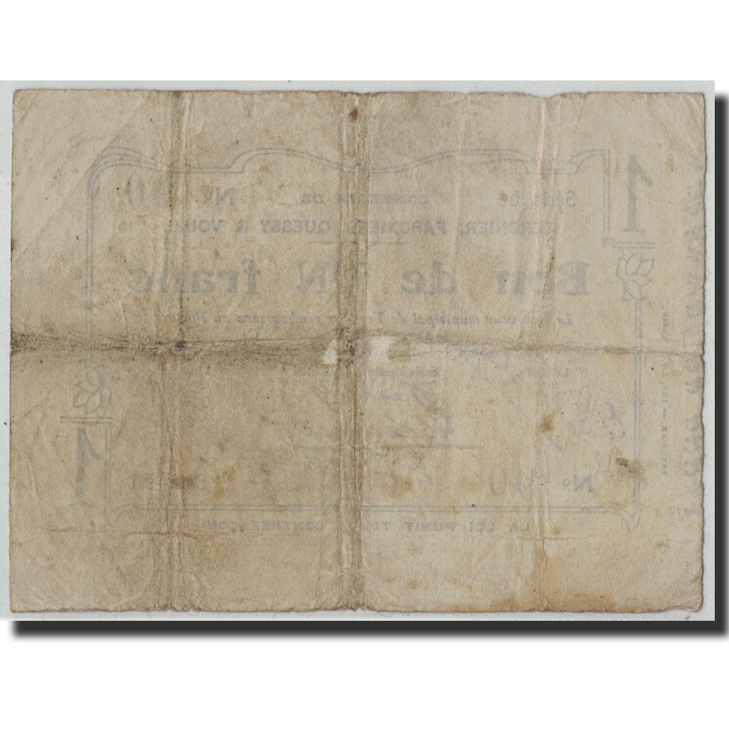 Pirot:02-2232, 1 Franc, 1914, France, VF(20-25), Tergnier, Fargniers, Quessy et