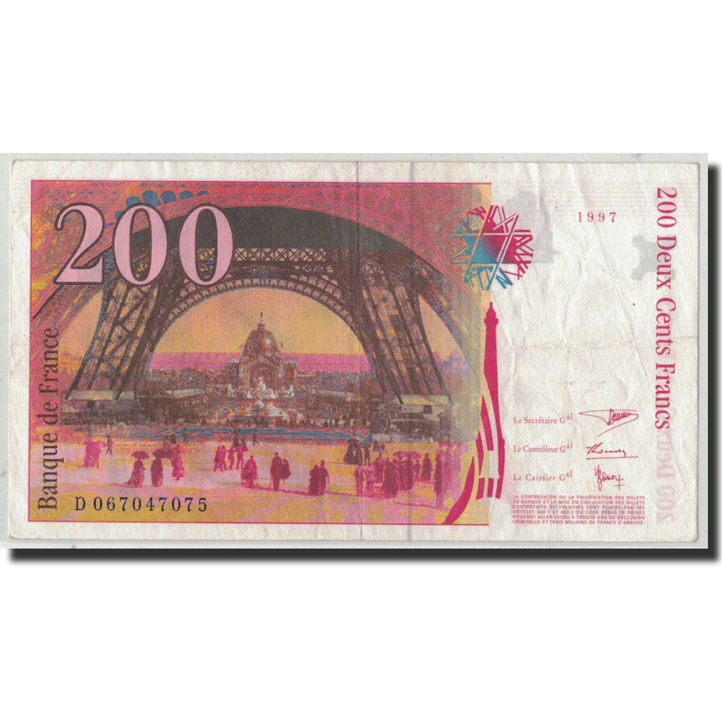 Frankrijk, 200 Francs, 200 F 1995-1999 ''Eiffel'', 1997, TB, Fayette:75.4b