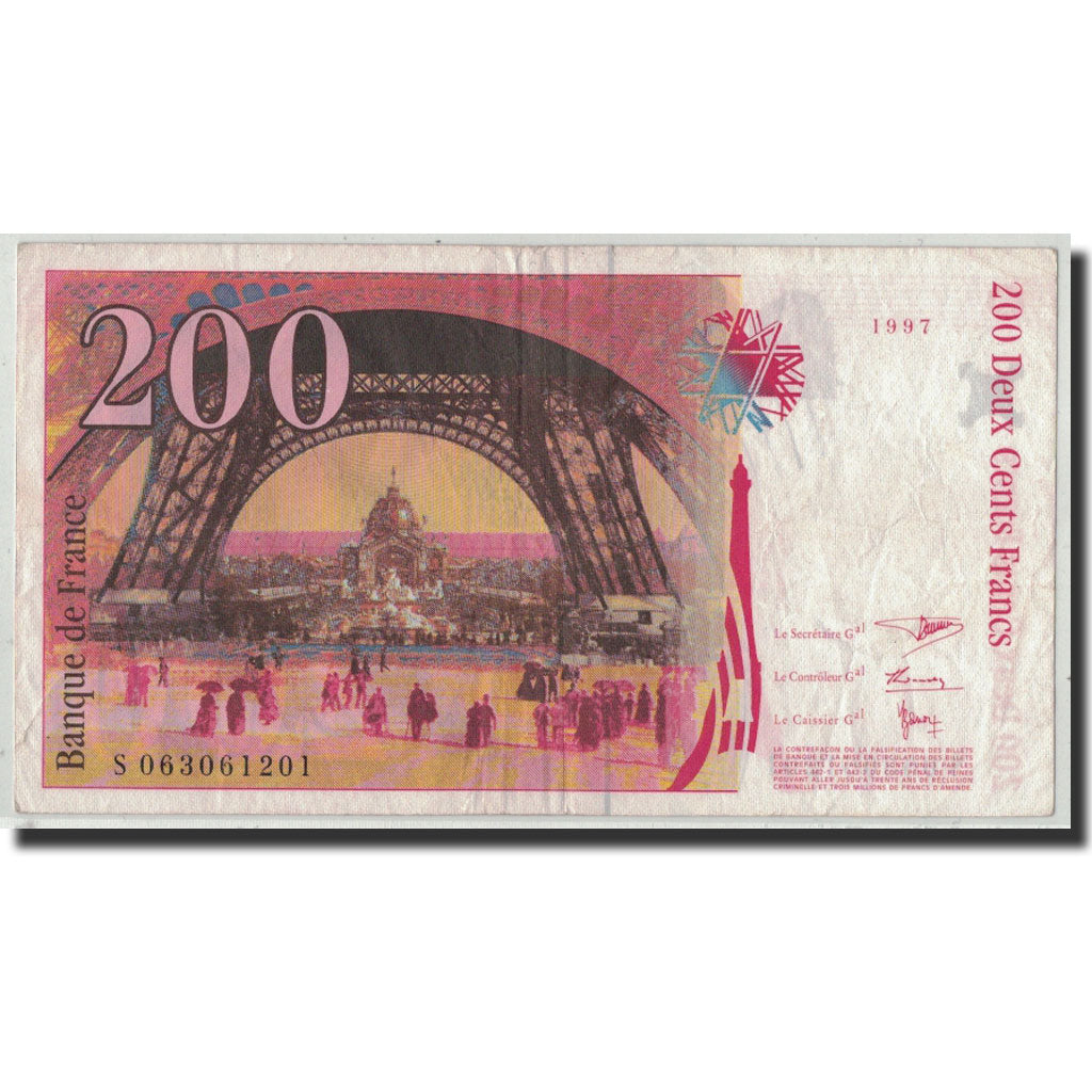 France, 200 Francs, 200 F 1995-1999 ''Eiffel'', 1997, F(12-15), Fayette:75.4b