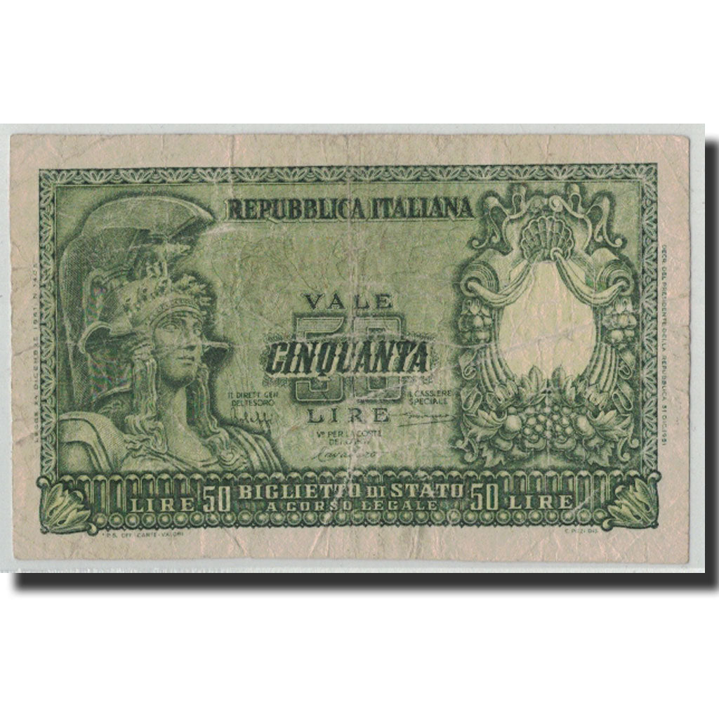 Banknote, Italy, 50 Lire, 1951, 1951-12-31, KM:91a, F(12-15)