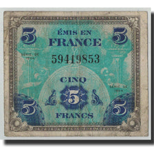 Frankrijk, 5 Francs, 1944 Flag/France, 1944, B+, Fayette:VF17.1, KM:115a