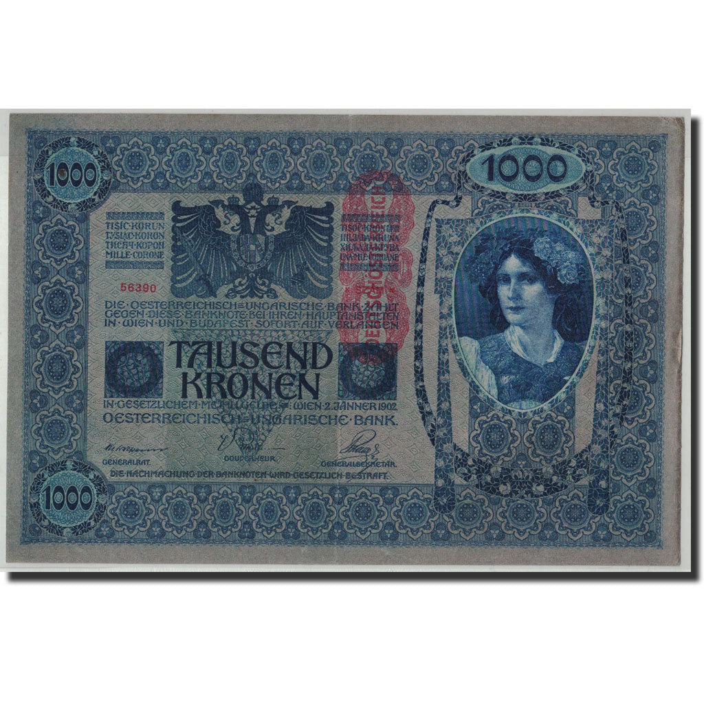 Banknote, Austria, 1000 Kronen, Undated (1919), old date 1902-02-01, KM:59