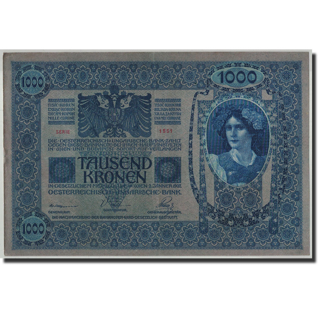 Banknote, Austria, 1000 Kronen, Undated (1919), old date 1902-02-01, KM:59