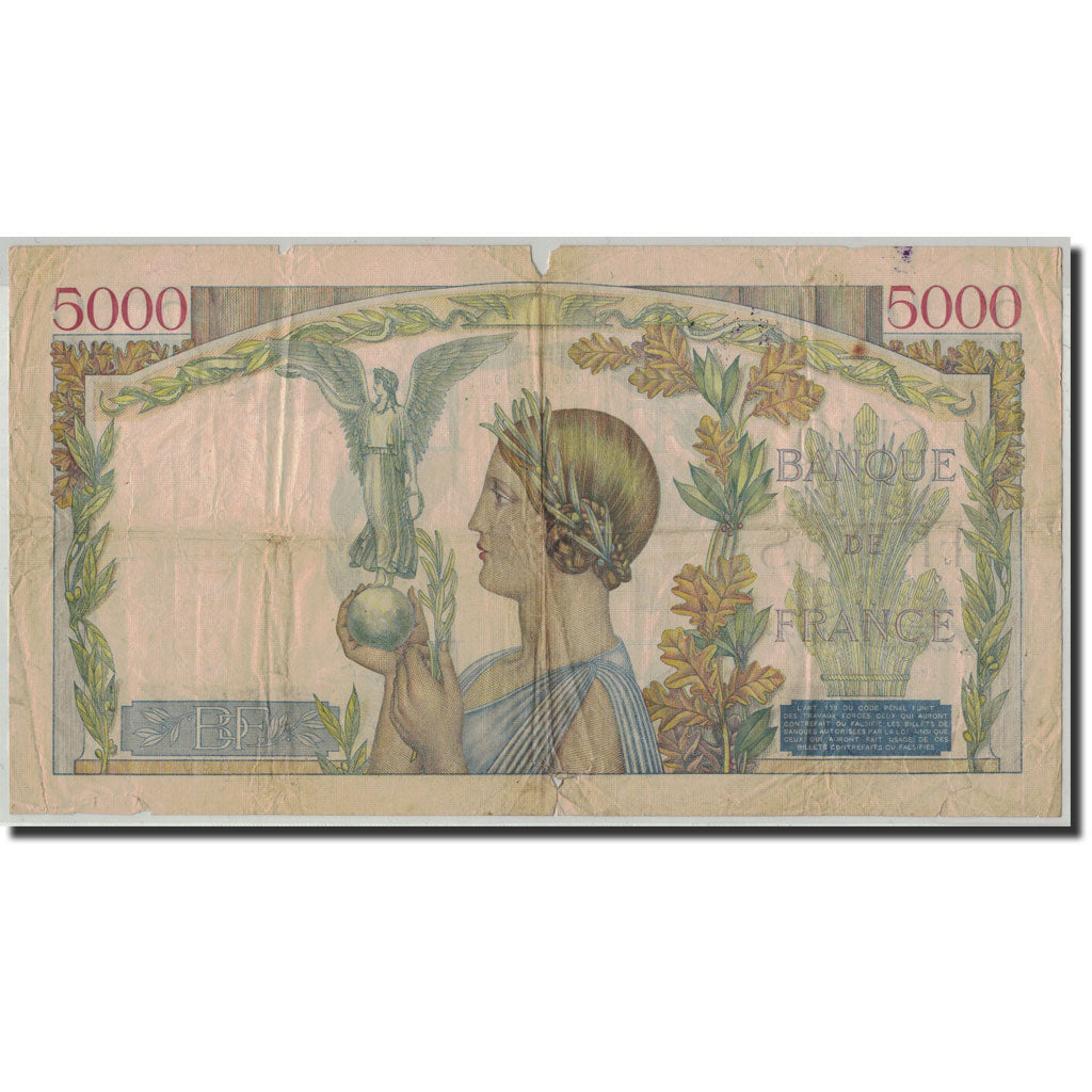 France, 5000 Francs, 1939, 1939-10-12, F(12-15), Fayette:46.14, KM:97a