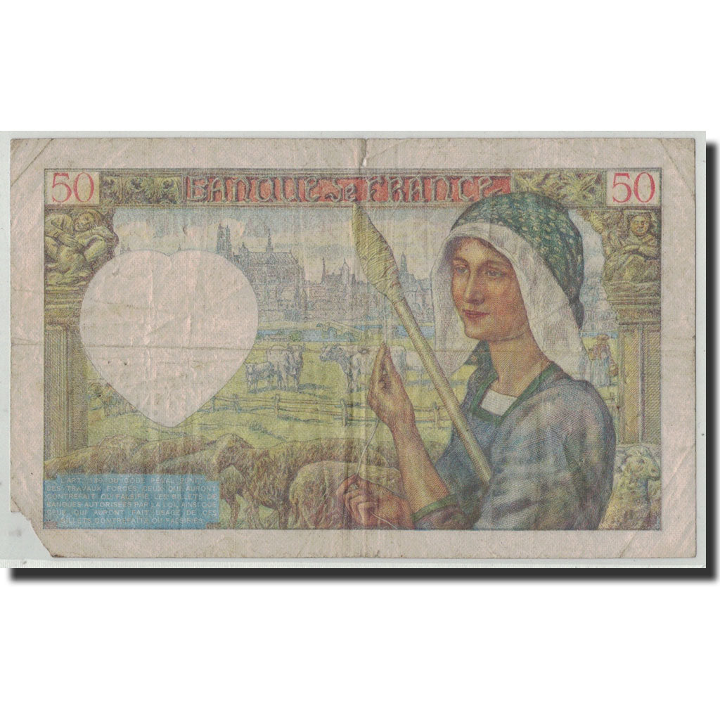 France, 50 Francs, 50 F 1940-1942 ''Jacques Coeur'', 1940, 1940-06-13, VG(8-10)