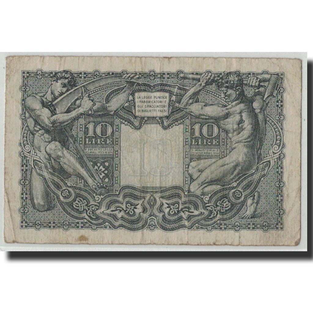 Banknote, Italy, 10 Lire, 1944, 1944-11-23, KM:32c, VG(8-10)