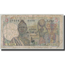 Billet, French West Africa, 5 Francs, 1953, 1953-04-10, KM:36, B