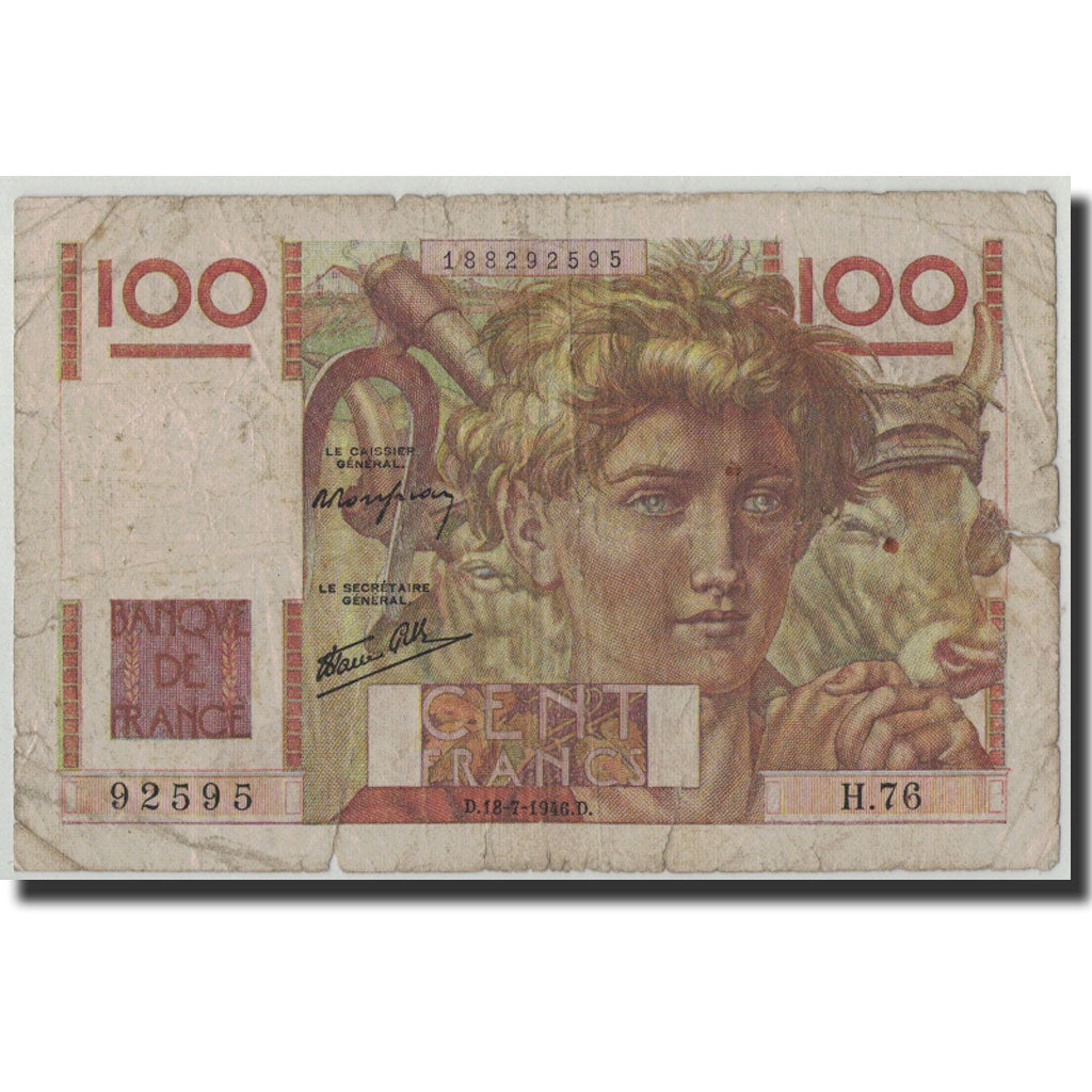 France, 100 Francs, 100 F 1945-1954 ''Jeune Paysan'', 1946, 1946-07-18