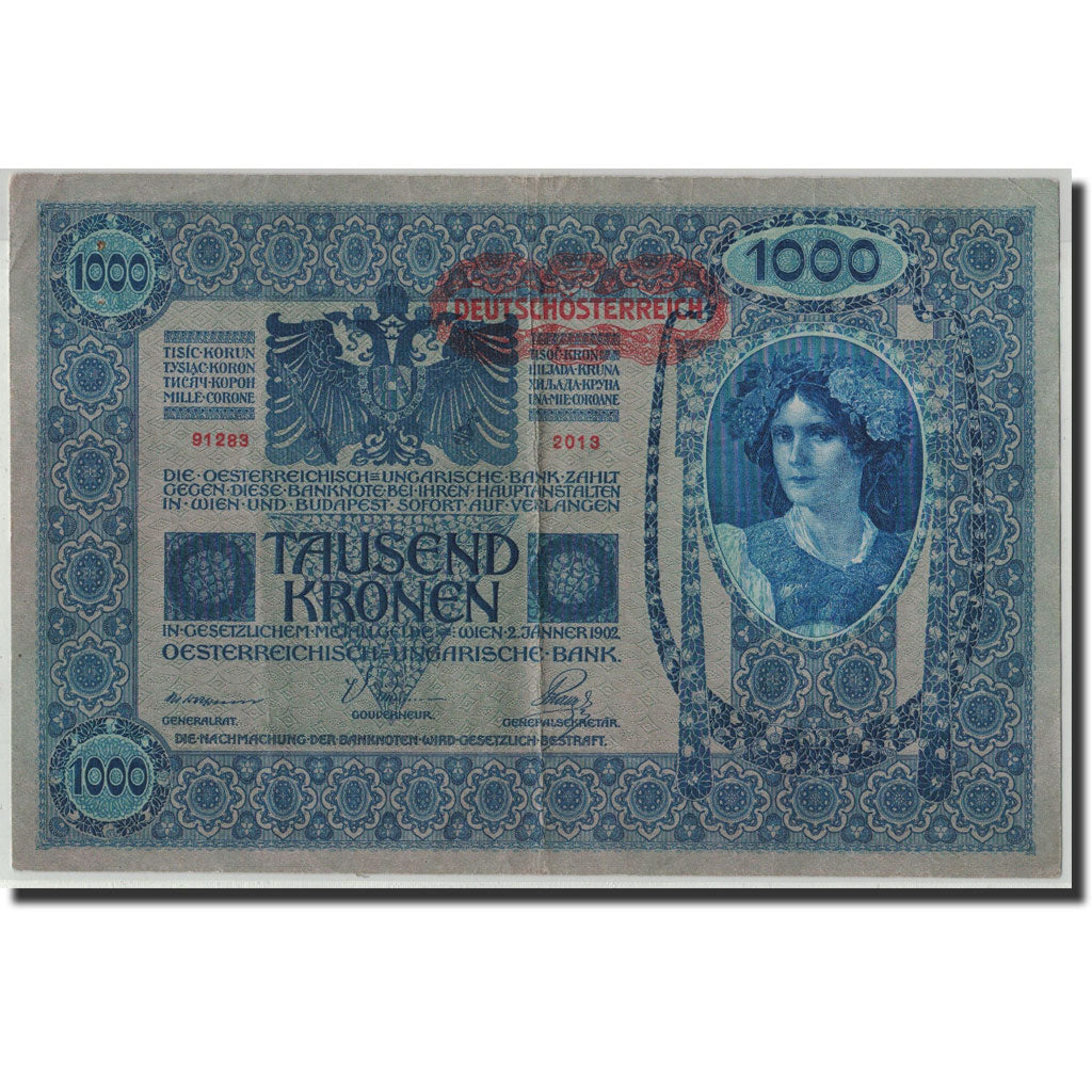 Banknote, Austria, 1000 Kronen, Undated (1919), old date 1902-02-01, KM:60