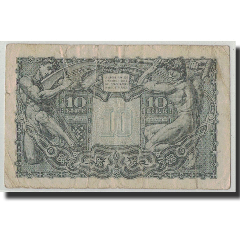 Banknote, Italy, 10 Lire, 1944, 1944-11-23, KM:32c, F(12-15)
