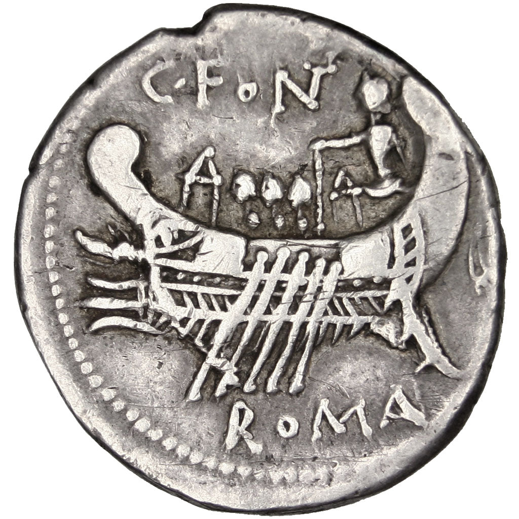 Fonteia, Denarius, Roma, EF(40-45), Silver, 3.79