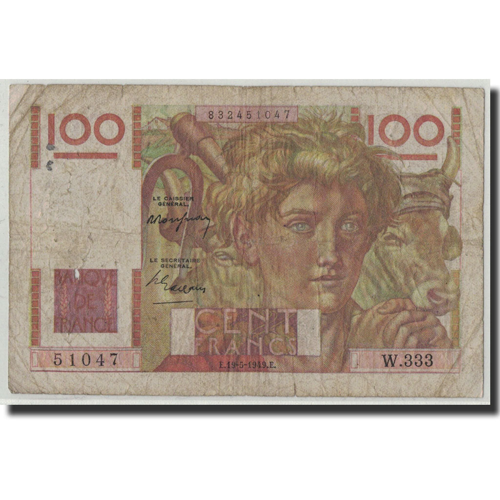 France, 100 Francs, 100 F 1945-1954 ''Jeune Paysan'', 1949, 1949-05-19